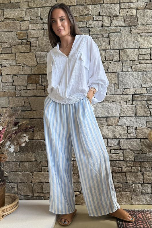 Mallow Stripe Wide Leg Pant Baby Blue /40=